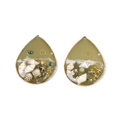 Brass & Epoxy Resin Pendants KK-Q082-03KCG-03-1