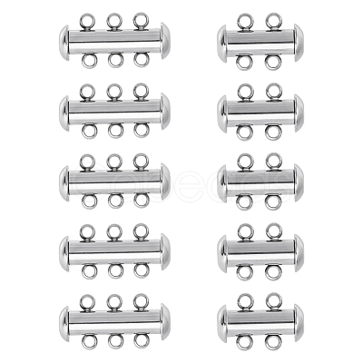 10 Sets 2 Styles 304 Stainless Steel Slide Lock Clasps STAS-ME0003-55-1