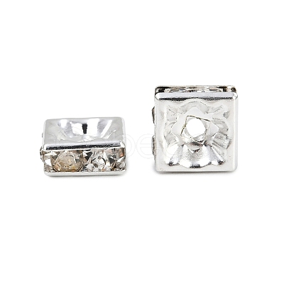 Square Brass Crystal Rhinestone Spacer Beads RB-R031-42-1