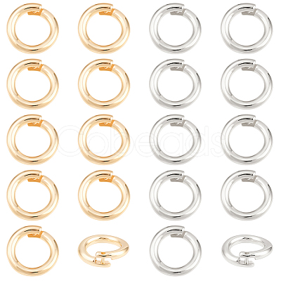 20Pcs 2 Colors Brass Locking Jump Rings KK-BBC0023-07C-1