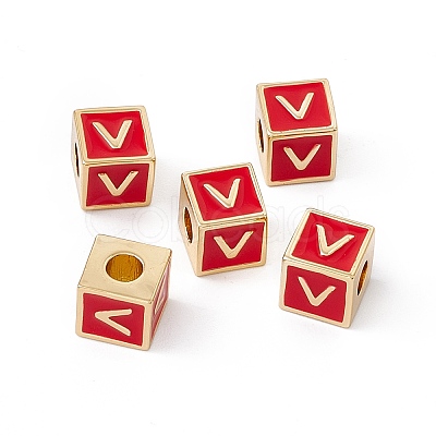 Rack Plating Brass Enamel Beads KK-B060-04G-03V-1