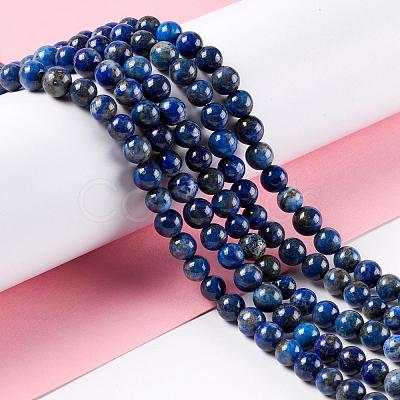 Natural Lapis Lazuli Round Bead Strands G-E262-01-6mm-1