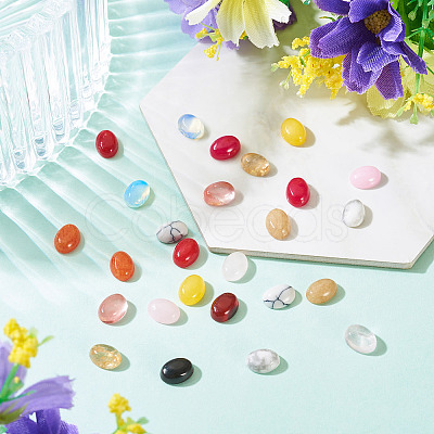 26Pcs 13 Styles Cherry Quartz Glass & Opalite & Synthetic Howlite & Natural White Jade & Rose Quartz & Jade & Howlite & Agate Cabochons G-TA0003-28A-1