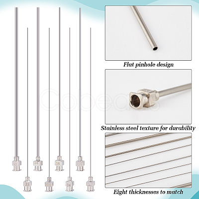 8Pcs 8 Style 304 Stainless Steel Blunt Tip Dispensing Needle with Brass Luer Lock FIND-FG0002-98-1