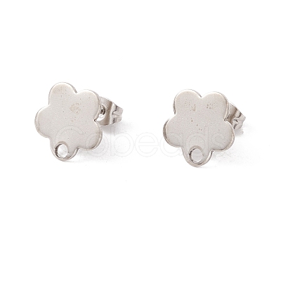 Non-Tarnish 201 Stainless Steel Stud Earring Findings with Hole EJEW-A071-10B-P-1