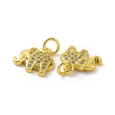 Brass Micro Pave Clear Cubic Zirconia Pendants KK-E068-VF057-1
