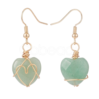 Gemstone Heart Dangle Earrings EJEW-JE04965-1
