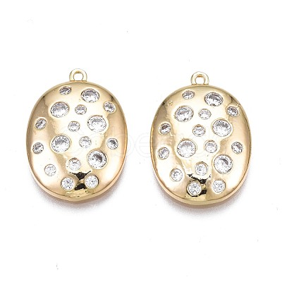 Brass Micro Pave Clear Cubic Zirconia Pendants KK-N232-258-1
