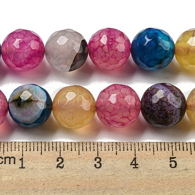 Faceted Natural Dragon Veins Agate Beads Strands G-F447-12mm-P06-1