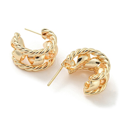Brass Stud Earrings EJEW-K264-06G-1