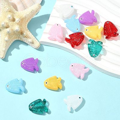 14Pcs 7 Colors Glass Enamel Beads LAMP-FS0001-59-1