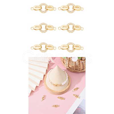 6 Sets Brass Micro Pave Cubic Zirconia Fold Over Clasps KK-CA0002-73-1