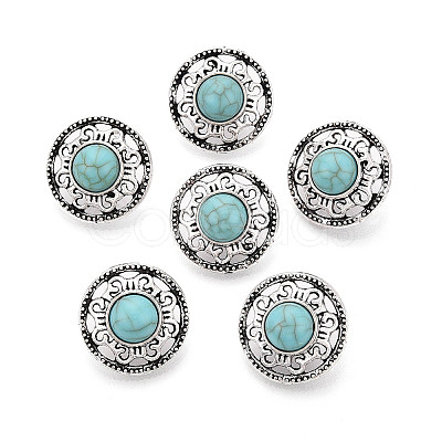 Zinc Metal Alloy & Natural Turquoise Buttons BUTT-WH0057-001C-AS-1