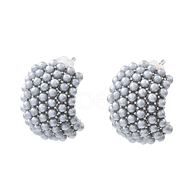 Gainsboro Plastic Pearl Beaded Stud Earrings EJEW-L270-012A-P-1-1