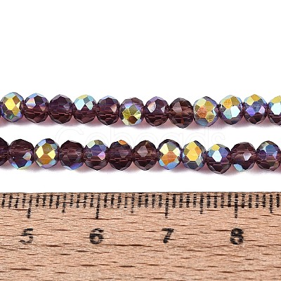 AB Color Plated Transparent Glass Rondelle Beads Strands EGLA-T029-4mm-10K-1