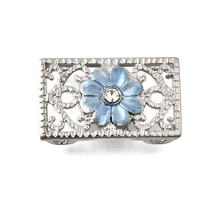 Brass Crystal Rhinestone Rectangle with Flower Multi-Strands Links KK-P306-21P-1
