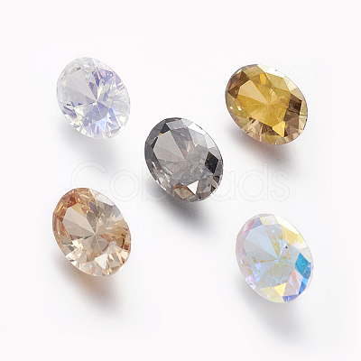 Electroplated Cubic Zirconia Pointed Back Cabochons ZIRC-I024-07-1