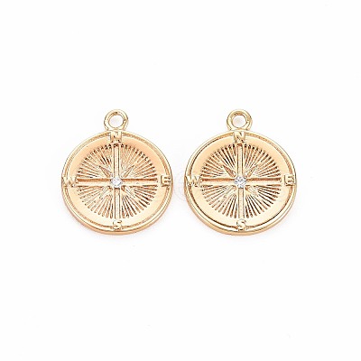 Brass Micro Pave Clear Cubic Zirconia Pendants KK-S356-681B-1