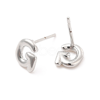 Brass Hollow Out Initial Letter Stud Earrings EJEW-A044-01P-G-1