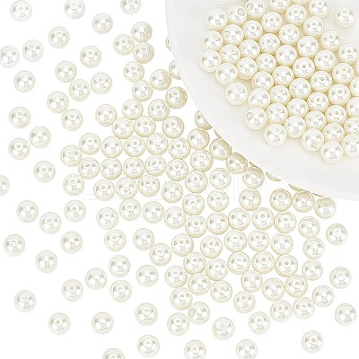 8mm About 200Pcs Glass Pearl Round Beads for Jewelry Making Round Box Kit Anti-flash White HY-PH0001-8mm-011-1