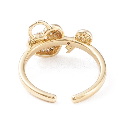 Brass Micro Pave Clear Cubic Zirconia Cuff Rings RJEW-F102-05G-1