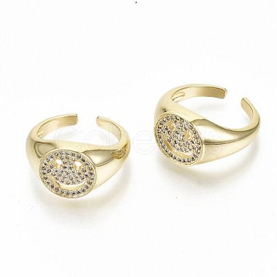 Brass Micro Pave Clear Cubic Zirconia Cuff Rings RJEW-S044-077-NF-1