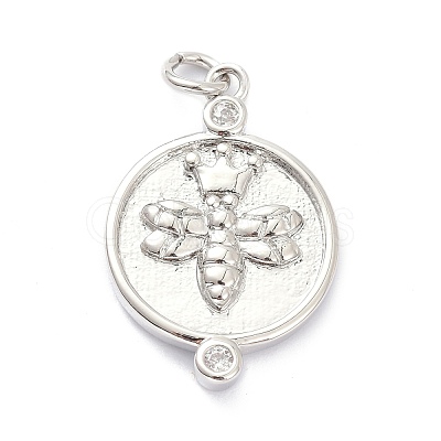 Brass Micro Pave Clear Cubic Zirconia Pendants ZIRC-L091-082P-1