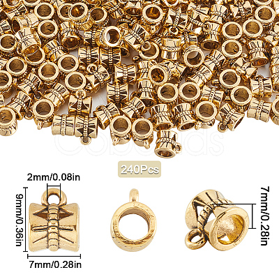 240Pcs Tibetan Style Alloy Tube Bails TIBE-SP0001-09AG-1