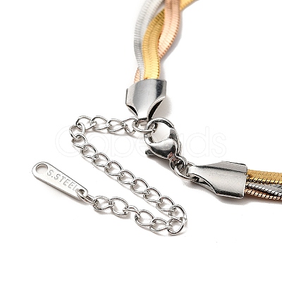 304 Stainless Steel Interlocking Herringbone Chain Bracelet for Men Women BJEW-H554-01-1