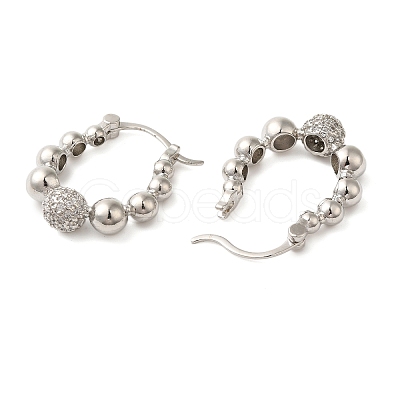 Brass Micro Pave Clear Cubic Zirconia Hoop Earrings EJEW-G399-02P-1
