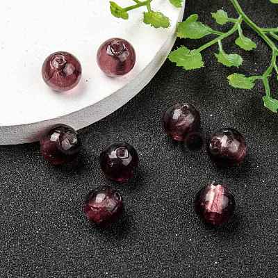 Round Handmade Lampwork Silver Foil Glass Beads X-SLR10MM18Y-1