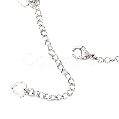 Natural Black Agate(Dyed & Heated) & Natural Pearl & 304 Stainless Steel Heart Tassel Curb Chain Necklaces NJEW-JN05342-1