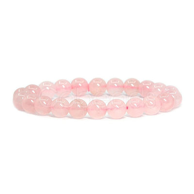 Natural Rose Quartz Round Beads Stretch Bracelets BJEW-PH0001-8mm-20-1
