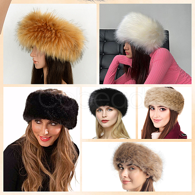 1Pc Faux Fur Fiber Yarn Warmer Headbands COHT-CY0001-01E-1