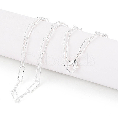 Brass Textured Paperclip Chain Necklace Making MAK-S072-03B-S-1