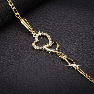 Brass Cubic Zirconia Link Chain Bracelets BJEW-EE0003-01G-1