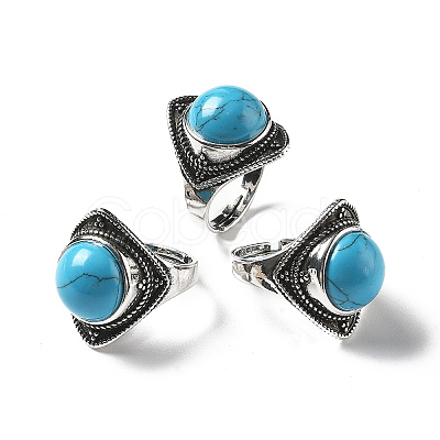 Synthetic Turquoise Adjustable Rings G-P560-03AS-11-1