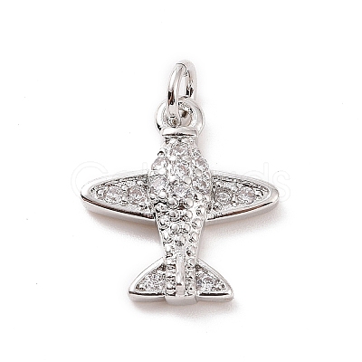 Brass Micro Pave Cubic Zirconia Charms KK-C012-42P-1