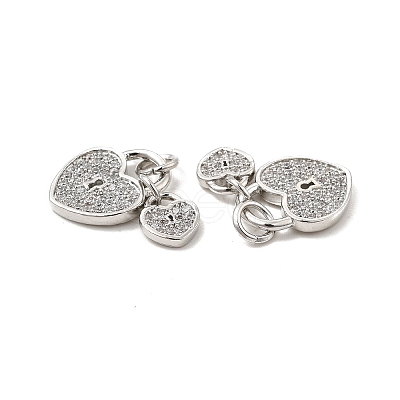 Brass Micro Pave Clear Cubic Zirconia Charms KK-E068-VB175-1