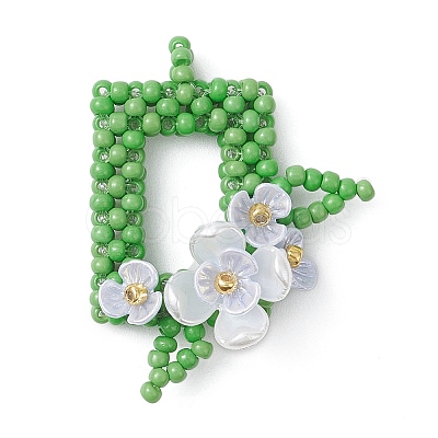 Beaded Rectangle with Flower Charms PALLOY-MZ01144-03-1