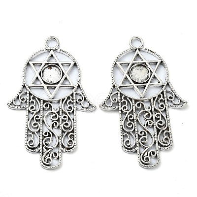 Tibetan Style Alloy Pendant Cabochon Settings TIBE-H142-10AS-1