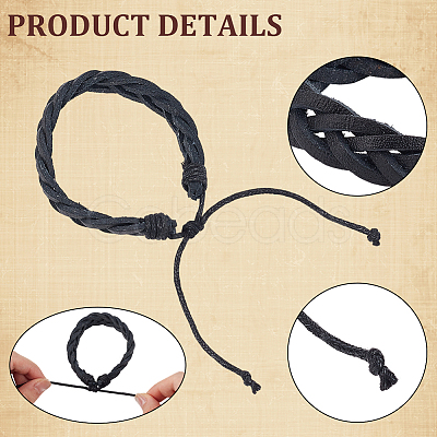 2Pcs PU Leather Cord Braided Bracelets for Men Women BJEW-CL0001-37A-1