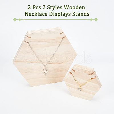 Nbeads 2Pcs 2 Styles Wooden Necklace Displays Stands NDIS-NB0001-06-1