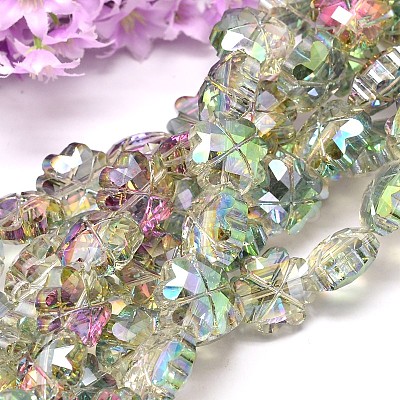 Electroplate Faceted Clover Glass Bead Strands EGLA-J094-M-1