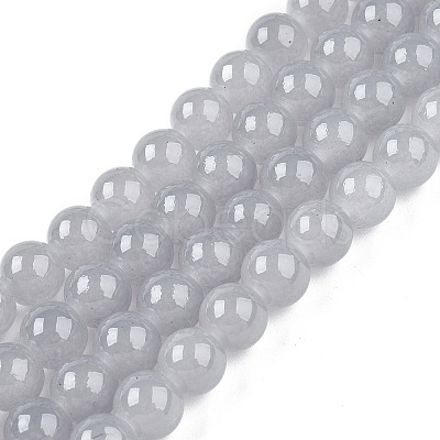 Baking Paint Imitation Jade Glass Round Bead Strands DGLA-Q021-8mm-43-1