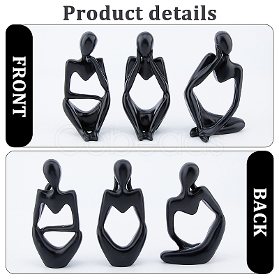 3Pcs 3 Styles Resin Abstract Thinker Display Decorations AJEW-WH0270-623A-1