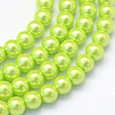 Baking Paint Pearlized Glass Pearl Round Bead Strands HY-Q003-10mm-66-1
