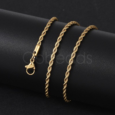 Unisex PVD Vacuum Plating 304 Stainless Steel Rope Chain Necklaces STAS-D0002-33G-1