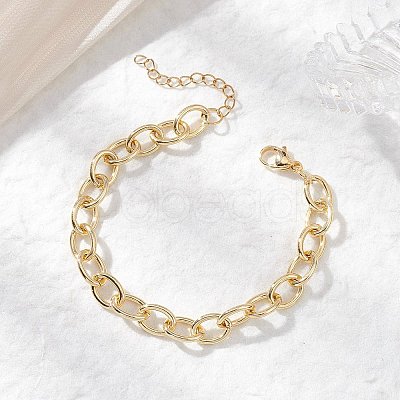 Brass Cable Chains Bracelets for Women BJEW-JB12983-1
