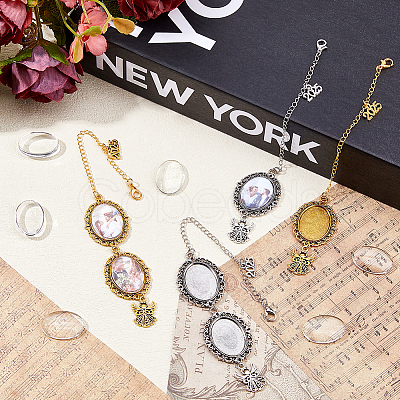 DIY Oval & Angel Alloy Graduation Cap Fringe Pendant Decoration Making Kits HJEW-DC00044-1
